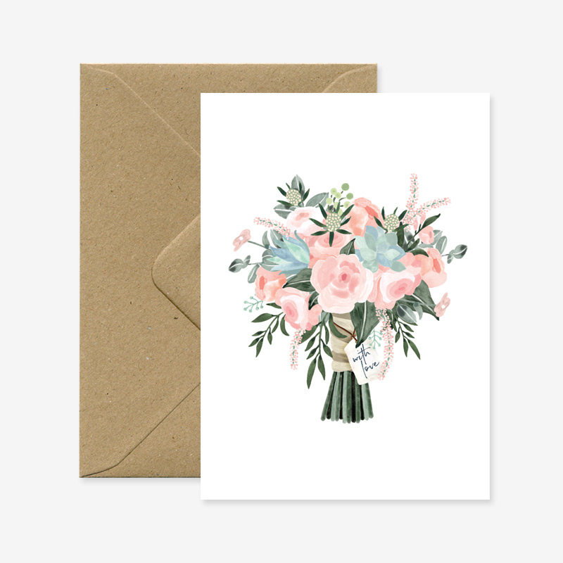 Glückwunschkarte „Blumenbouquet - With Love“